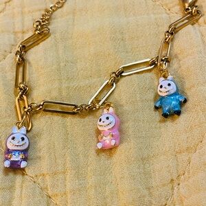 18k gold Labubu charm bracelet